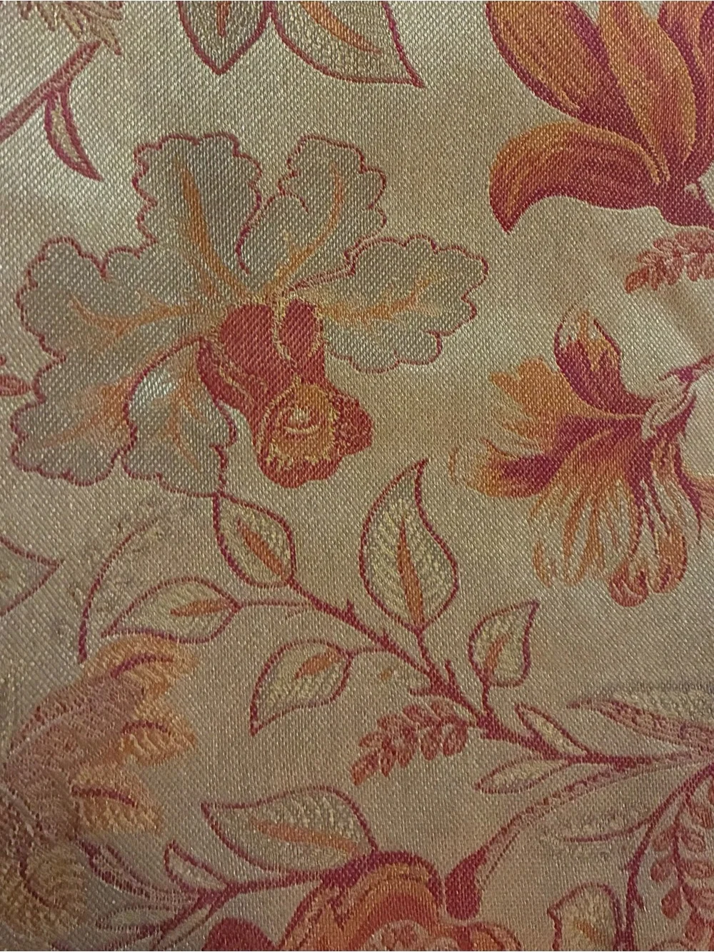 Vintage Pottery Barn Table Runner Jacquard Jacobean Tapestry 18 x108 Gold Rust